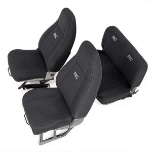 Rough Country Neoprene Seat Covers for Jeep Wrangler YJ (1991-1995) – Waterproof & UV Resistant, Foam Padded, Front & Rear Seat Cover Set