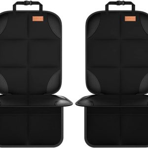 Car Seat Protector, 2Pack Seat Protector Protect Child Seats with Thickest Padding and Non-Slip Backing Mesh Pockets for Baby and Pet,Sedan SUV Truck (Black)