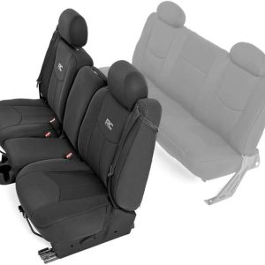 Rough Country Neoprene Front Seat Covers for Chevy Silverado & GMC Sierra 1500 (1999-2006) – Waterproof & UV Resistant, Foam Padded, Front Seat Cover Set