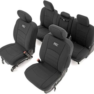 Rough Country Neoprene Seat Covers for Ram 1500 (2009-2018) & 2500 (2010-2018) – Waterproof & UV Resistant, Foam Padded, Front & Rear Seat Cover Set