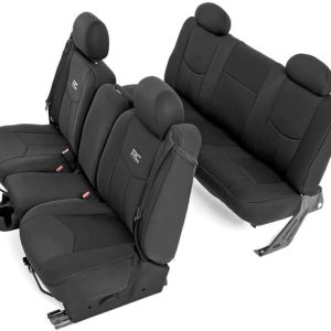 Rough Country Neoprene Seat Covers for Chevy Silverado & GMC Sierra 1500 (1999-2006 & Classic) – Waterproof & UV Resistant, Foam Padded, Front & Rear Seat Cover Set