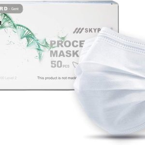 SkyPro 50PCS Medical Grade Procedure Masks, Adult 3 Ply Disposable Hypoallergenic White Face Masks with Elastic Ear Loop Filter Efficiency Greater than 99% Breathable for Hospital