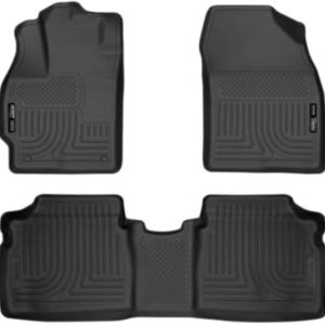Husky Liners Weatherbeater Floor Mats | Fits 2010-2014 Toyota Prius | Front & 2nd Row, 3-pc Black – 98921