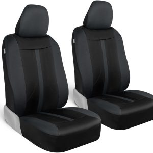 Motor Trend Gray Cloth Car Seat Covers for Front Seats – Premium Automotive Bucket Seat Covers, Made for Vehicles with Removable Headrests, Interior Covers for Car Truck Van SUV Seat Protector