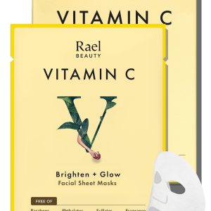 Rael Face Mask Skin Care, Vitamin C Face Masks – Bamboo Facial Sheet Mask, Korean Skincare, with Brightening Vitamin C Serum and Fruit Extracts, All Skin Types (Vitamin C, 5 Sheets)