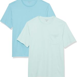 Amazon Essentials Mens T-Shirts, Regular-Fit, Short-Sleeve Crewneck Pocket, Pack of 2