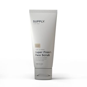 SUPPLY Super Fresh Face Scrub – Plan-based Exfoliating Cleanser with Biodegradable Beads, Aloe, Tea Tree & Mint – Gently Removes Dead Skin & Oil – Refreshing Natural Skincare for Men & Women
