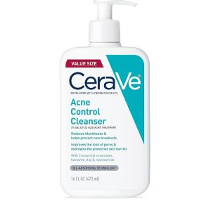 CeraVe Acne Control Cleanser, 2% Salicylic Acid Treatment Formulated With Niacinamide + Ceramides + Oil Absorbing Clay, Gentle Face Wash Helps Clear & Prevent Acne, Fragrance Free, 16 Ounce