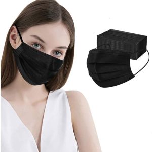 LEMENT 100 Pcs Disposable Face Masks, 3 Ply Face Masks Black Disposable Mask, (Disposable face mask)
