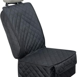Waterproof Front Seat Cover Dog Car Seat Covers Nonslip and Full Protection with Side Flaps Fits Most Cars, Trucks, SUVs(Black)