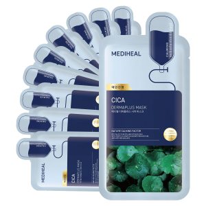 Mediheal Dermaplus Cica Mask (10 Counts) – Daily Vegan Mask for Calming Skin with Panthenol & Hyaluron, Korean Self Skin Care Sheet Mask