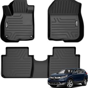 GORWARE Floor Mats for CRV, 3D Floor Liner Compatible with CR-V 2022 2021 2020 2019 2018 2017, Front and Rear Row Floor Liners for CRV 2017-2022 with All Weather Performance, 3 Pcs Car Floor Mat