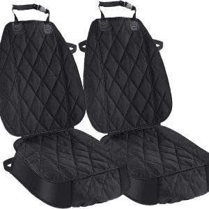 AsFrost Dog Seat Cover Cars Trucks SUVs, Thick 600D Heavy Duty Pets Car Seat Cover, Waterproof & Wear-Resistant Durable Nonslip Backing & Hammock Convertible, Black, 2 Pack