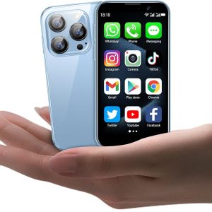 Mini Phone World’s Smallest 3.0″ HD Touch Screen Mini Smartphone Unlocked Android Compact Mobile Phone for Kids &Students Cell Phone wih Quad-Core Dual SLM Face lD2GB+16GB Blue