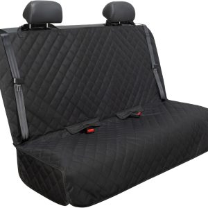 Bench Car Seat Cover Protector – Waterproof, Heavy-Duty and Nonslip Pet Car Seat Cover for Dogs with Universal Size Fits for Vehicles, Trucks & SUVs(Black)