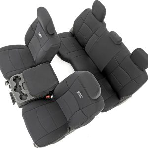 Rough Country Neoprene Seat Covers for Dodge Ram (2019-2024) – UV & Water Resistant, Foam Padded Truck Seat Covers – Full Set
