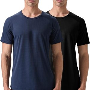 Men’s 2 Pack Lightweight Crew Neck Athletic Running Short Sleeve T-Shirts Breathable Gym Workout Tee Shirts for Men