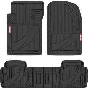 Motor Trend FlexTough™ Advanced Black Rubber Car Floor Mats – Heavy Duty Trim to Fit All Weather Floor Mats for Cars Truck SUV – Automotive Car Interior Floor Liner Protection – Universal Fit