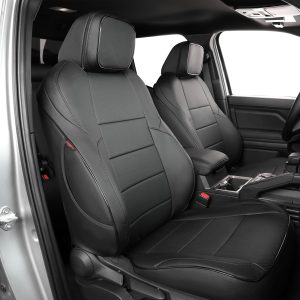EKR Custom Fit Tacoma Car Seat Covers for Select Toyota Tacoma (Petrol) 2024 2025 Double cab SR,SR5,TRD Sport,TRD Off-Road,Limited -Full Set,Leather(Black)