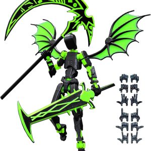 T13 Action Figure(Assembly Completed),Titan 13 Robot Action Figures ,3D Printed Dummy 13 Action Figure Articulated, Lucky 13 Gift for Collectors Desktop Decorations,muñeco de acción(Black Green)