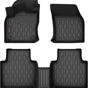 Floor Mats Compatible with Volkswagen VW Tiguan 2018-2024, All Weather TPE Floor Liners, Custom Fit Car mats, 1st & 2nd Row, Black