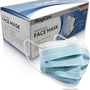 MAGICARE Made in USA Masks – Blue Disposable Face Masks – Medical Grade (ASTM Level 1) – Premium 3 Ply Face Masks Disposable – Comfortable, Soft, Breathable Face Mask for Adults – 50ct Box