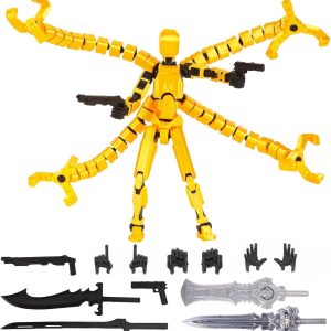 T13 Action Figure Assembly Completed, Upgraded 3D Printed T13 Action Figure, The Dummy 13 is Very Suitable for Office Desks and Birthday Cake Decorations (Yellow)