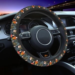 Mushrooms Cute Steering Wheel Cover Non-Slip Breathable Sweat-Absorbent Suitable for SUV Van Truck Car Universal Protection Accessories 15 Inch Suitable for Women Men