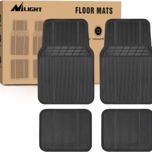 Nilight Rubber Floor Mats for Cars Trucks SUVs,Universal Trim to fit for Most Vehicles,All Weather Protection Heavy Duty Floor Liners,Pack of 4