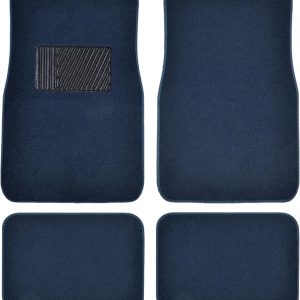 BDK Classic Carpet Floor Mats for Car & Auto – Universal Fit -Front & Rear with Heelpad (Blue) – MT-100-BL