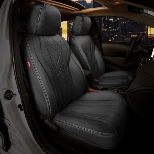 Touring Series Leatherette Full Set Seat Covers Universal for Cars Trucks SUV, Black, CA-SC-Touring-Full-BK