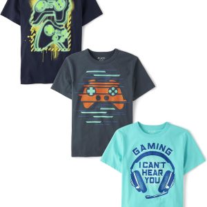 The Children’s Place Boys’ Gamer Short Sleeve Graphic T-Shirts, Multipack