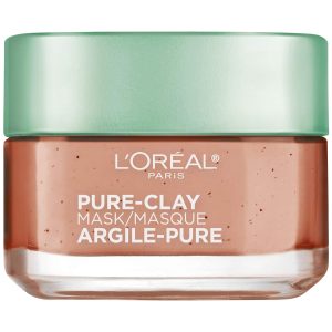 L’Oreal Paris Skincare Pure Clay Face Mask with Red Algae for Clogged Pores to Exfoliate And Refine Pores, Clay Mask, at home face mask, 1.7 oz.