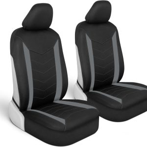 Motor Trend SpillGuard Seat Covers for Cars Trucks SUV – Gray Seat Covers with Waterproof Neoprene Lining, Automotive Car Seat Covers for Front Seats Only, Forros Para Asientos de Carro