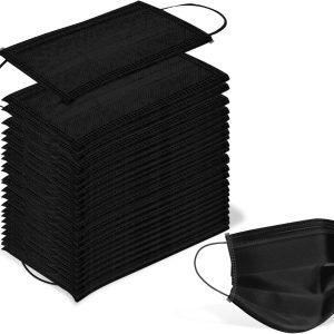 Wecolor Disposable 3 Ply Earloop Face Masks, Suitable for Home, School, Office and Outdoors (Black)