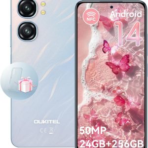 OUKITEL C58 Pro Unlocked Cell Phone – Android 14 Mobile Phone with 24(6+18) GB +256GB/1TB TF Expand, 6.7″ HD+ Screen 90Hz 50MP Main Camera 5150mAh Battery Smartphones, OTG/Dual SIM/NFC/T-Mobile