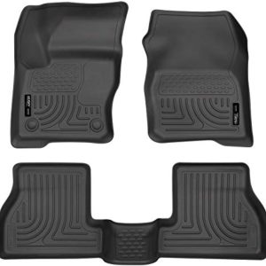 Husky Liners Weatherbeater Floor Mats | Fits 2012-2015 Ford Focus | Front & 2nd Row, 3-pc Black – 98771