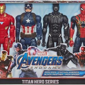 Avengers Marvel Endgame Titan Hero Series 12″ Action Figures Captain America, Iron Spider, Black Panther, and Iron Man (4 Action Figures)