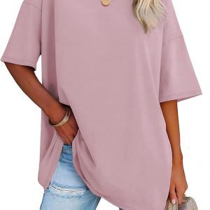 ATHMILE Womens Summer Oversized Shirts V Neck Business Casual Workout Tops Beach Vacation 2025 Gym Clothes