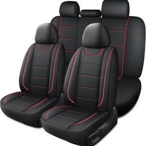 Car Seat Covers, Quilting Leather Seat Covers Full Set, Waterproof Faux Leather Automotive Seat Covers for Cars, Universal Car Seat Protectors Fit for Suvs,Trucks,Airbag Compatible (N4)
