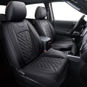 Tomatoman Car Seat Covers Compatible with Toyota Tacoma Truck 2005-2024 2025 Access Crew Double Cab TRD Sport Offroad Limited SR5 V6 Cushions(Full Set/Black)