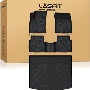 LASFIT Floor Mats and Cargo Liner for Ford Escape Gasoline 2020-2025(NOT for Hybrid Models) All Weather Protector TPE Custom Fit Car Floor Liners, 1st & 2nd Row & Trunk Set, 4PCS Black