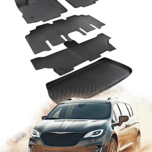 for Chrysler Pacifica Floor Mats 2017-2024 7 or 8 Seats(Gas Only), All Weather TPE Car Floor Liners Cargo Mats Set for Pacifica/Voyager 2017 2018 2019 2020 2021 2022 2023 2024 Van Accessories
