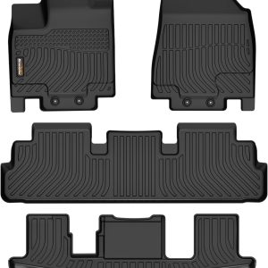 Binmotor-All Weather Floor Mats for Nissan Pathfinder 2022 2023 2024 2025, 7 Passenger, 3 Rows, Heavy Duty Car Floor Liners Pathfinder Accessories