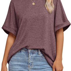 ATHMILE Womens Oversized T Shirts Summer Tops Spring Casual Loose Fit Workout Short Sleeve 2025 Beach Vacation