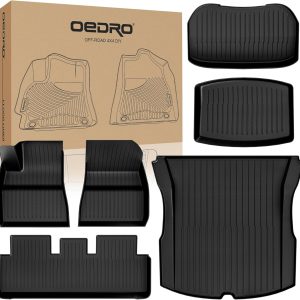 OEDRO Floor Mats Cargo Mats Fit for 2024 2025 Tesla Model 3 Highland, TPE Custom Fit All-Weather Floor Mats & Cargo Liner Set Model 3 Accessories Trunk Car Mats