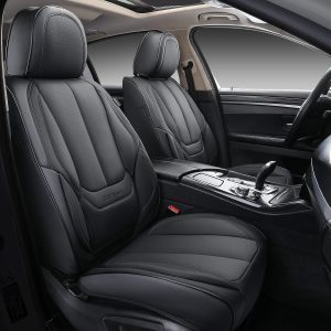 Coverado Seat Covers, Car Seat Covers Front Seats, Car Seat Cover, Car Seat Protector Waterproof, Car Seat Cushion Nappa Leather, Black Seat Covers Carseat Cover Universal Fit for Most Cars