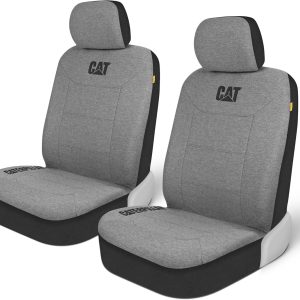 CAT CozyBlend Car Seat Covers, Gray Heather – Premium Jersey Fabric Seat Covers for Cars Trucks SUV, Breathable Cotton Car Seat Covers Front Seats Only, Universal Fit Automotive Interior Covers