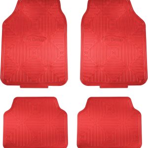 FH Group Automotive Floor Mats – Heavy-Duty Red Metallic Rubber Floor Mats for Cars, Universal Fit Full Set, Climaproof Floor Mats, Trimmable Floor Mats for Most Sedan, SUV, Truck Floor Mats