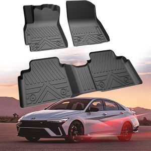 Car Floor Mats for Hyundai Elantra 2021-2025 (Not for Hybrid) & Hyundai Elantra N 2022-2025, All Weather Protection TPE Car Mats Custom Car Liners Accessories, Front & 2nd Row Floor Liners Set, Black